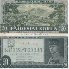 50 Korun 1948 serie A - Československo UNC perf - 50 Kčs